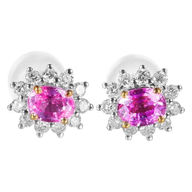 14k Gold 0.90 Ctw Natural Sapphire & Diamond Earrings - 4