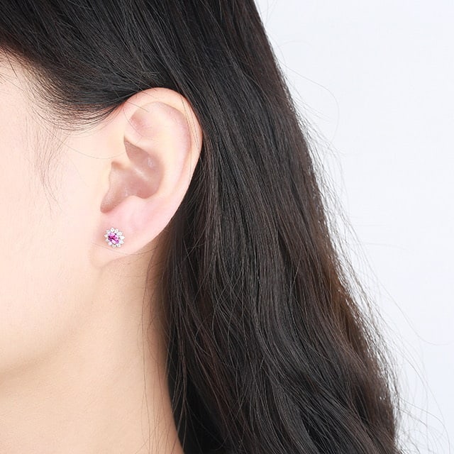 14k Gold 0.90 Ctw Natural Sapphire & Diamond Earrings - 5