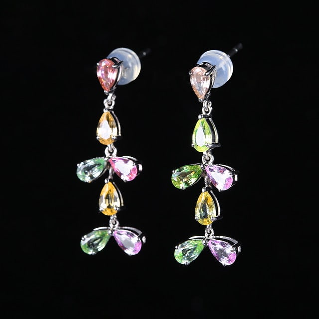 14k Gold 3.45 Ct Natural Sapphire Earrings - 2