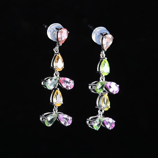 14k Gold 3.45 Ct Natural Sapphire Earrings - 3