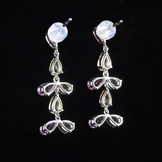 14k Gold 3.45 Ct Natural Sapphire Earrings - 4
