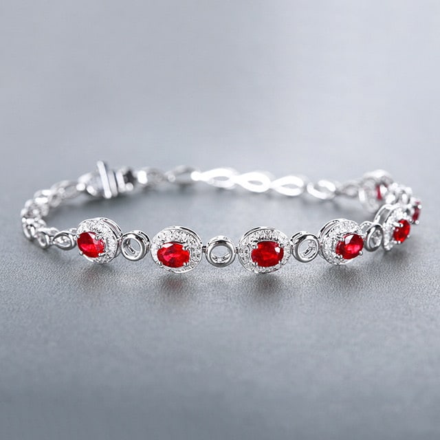 14k Gold 3.00 Ctw Natural Ruby & Diamond Bracelet - 2
