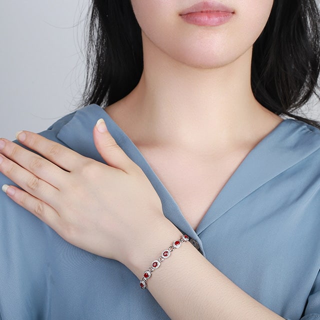 14k Gold 3.00 Ctw Natural Ruby & Diamond Bracelet - 4