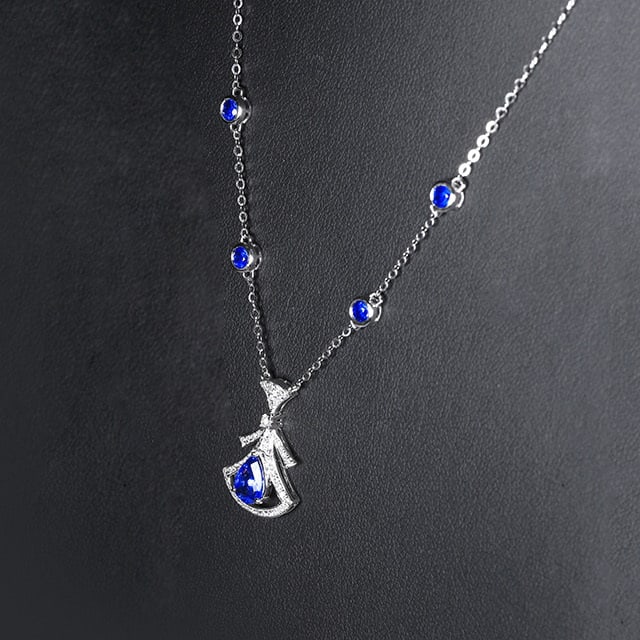 14k Gold 1.83 Ctw Natural Sapphire & Diamond Necklace - 2