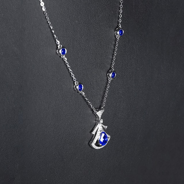 14k Gold 1.83 Ctw Natural Sapphire & Diamond Necklace - 3