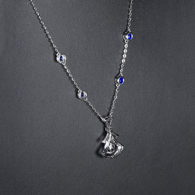 14k Gold 1.83 Ctw Natural Sapphire & Diamond Necklace - 4