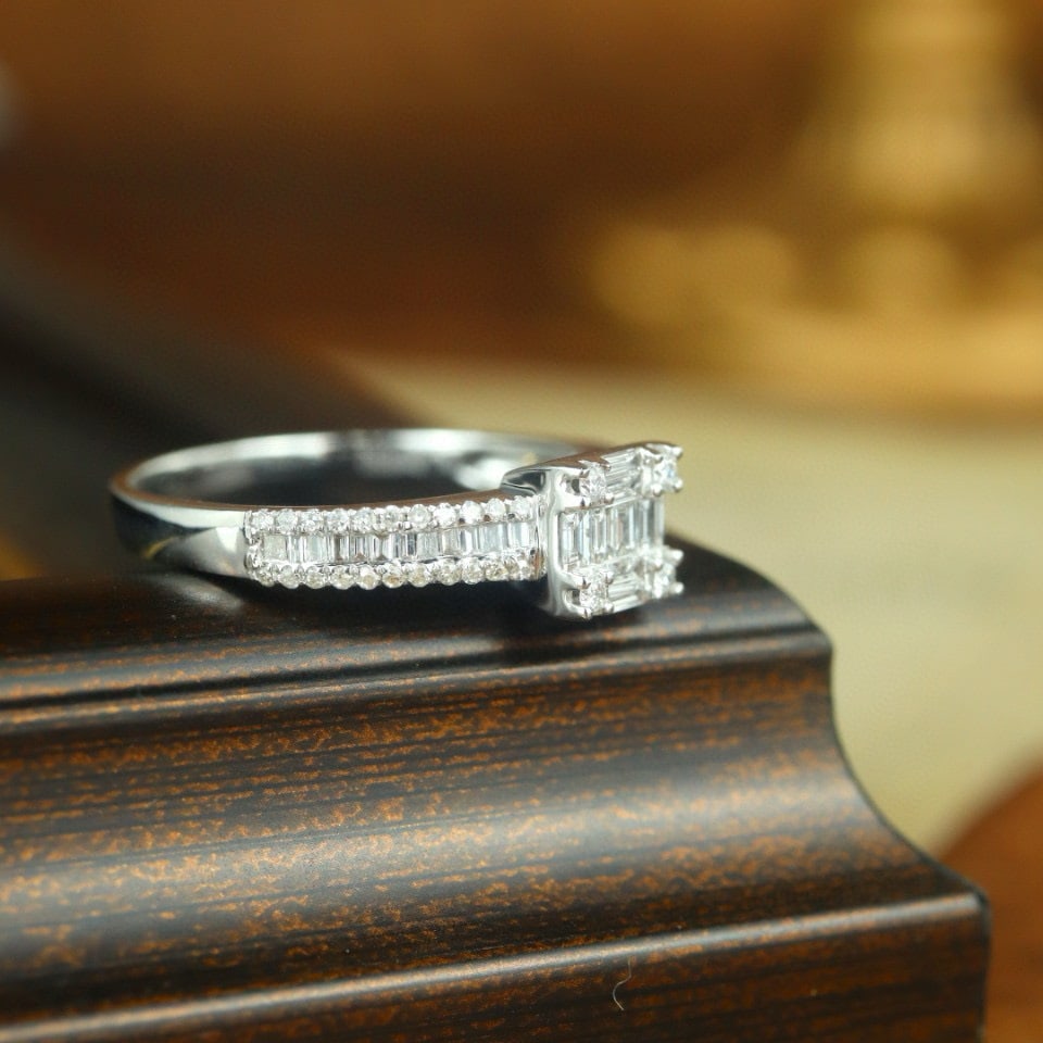 14k Gold 0.60 Ct Natural H Diamond Ring - 3