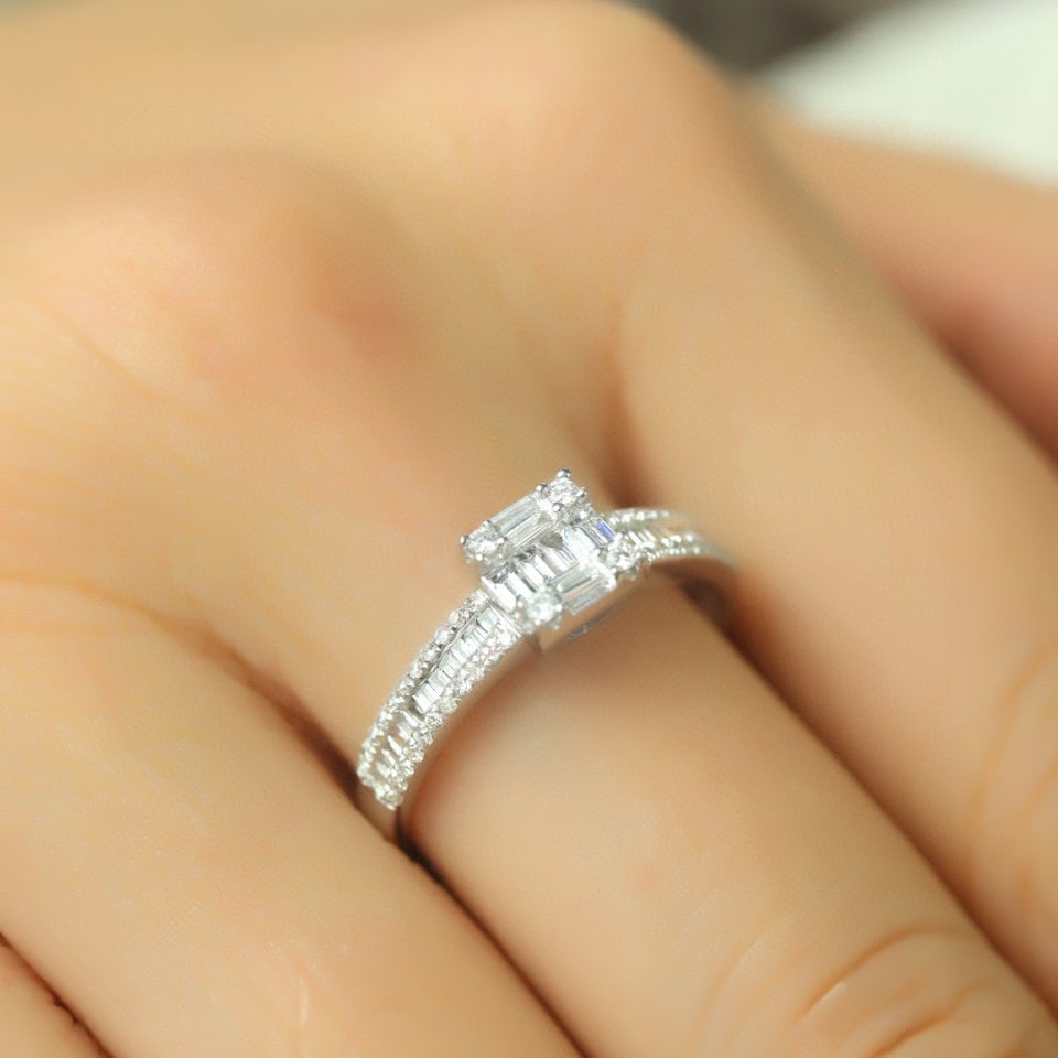 14k Gold 0.60 Ct Natural H Diamond Ring - 6