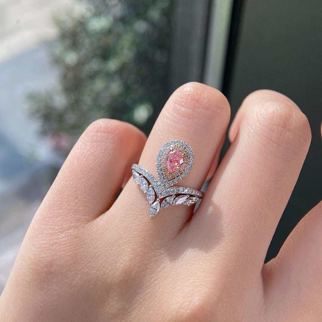 Gia Certified 14k Gold 0.99 Ctw Natural Pink Diamond & Diamond Ring - 3