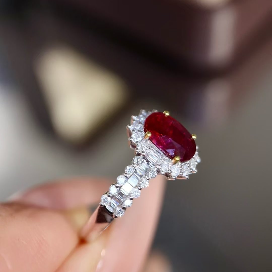 14k Gold 1.19 Ctw Natural Ruby & Diamond Ring - 6