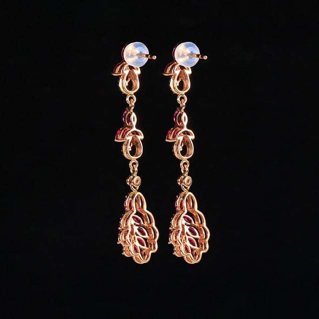 14k Gold 2.99 Ctw Natural Ruby & Diamond Earrings - 3