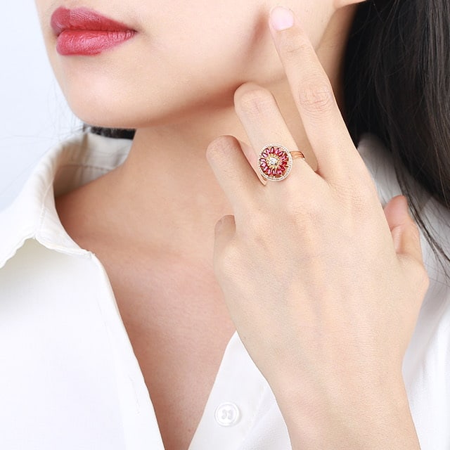 14k Gold 1.08 Ctw Natural Ruby & Diamond Ring - 6