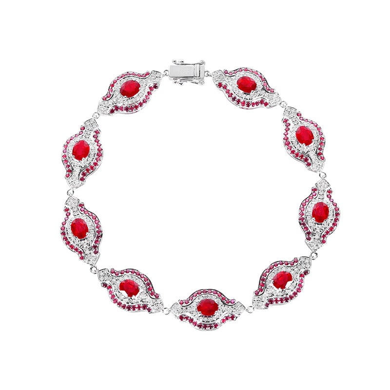 14k Gold 5.08 Ctw Natural Ruby & Diamond Bracelet - 2