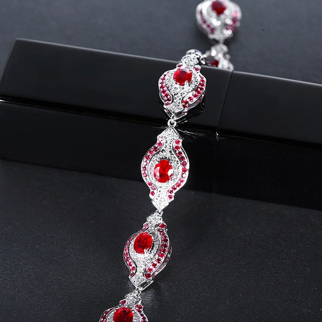 14k Gold 5.08 Ctw Natural Ruby & Diamond Bracelet - 3