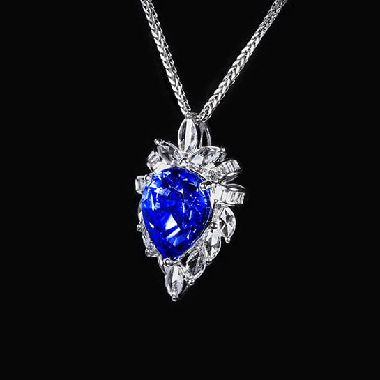 14k Gold 2.32 Ctw Natural Sapphire & Diamond Pendant( Without Chain ) - 2