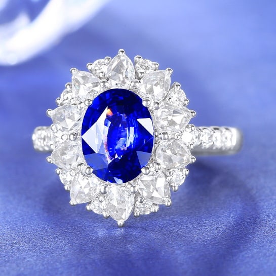 14k Gold 2.60 Ctw Natural Sapphire & Diamond Ring - 2