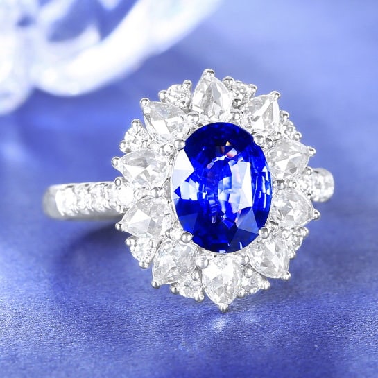 14k Gold 2.60 Ctw Natural Sapphire & Diamond Ring - 3