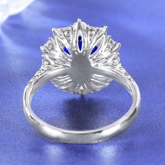 14k Gold 2.60 Ctw Natural Sapphire & Diamond Ring - 4