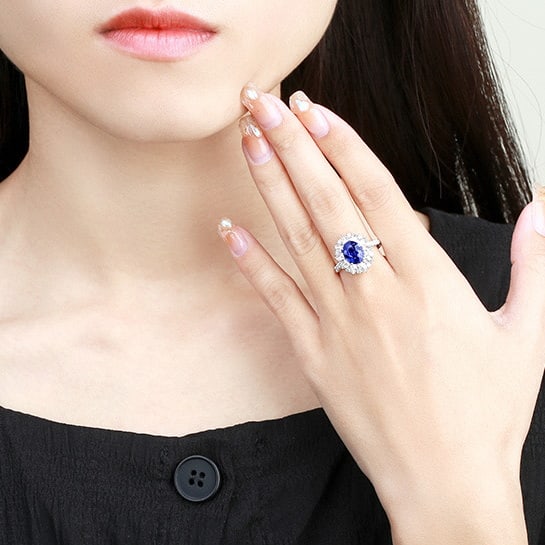 14k Gold 2.60 Ctw Natural Sapphire & Diamond Ring - 5