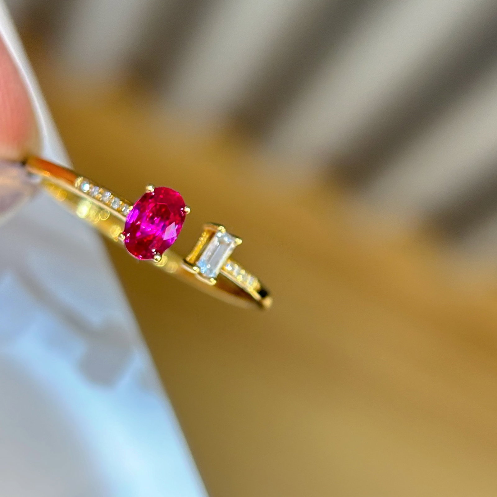 14k Gold 0.35 Ct Natural Ruby & Diamond Ring - 5