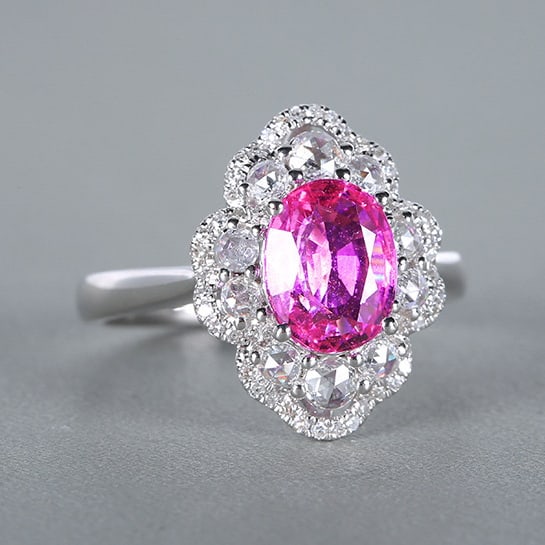 14k Gold 2.51 Ctw Natural Padparadscha Sapphire & Diamond Ring - 3
