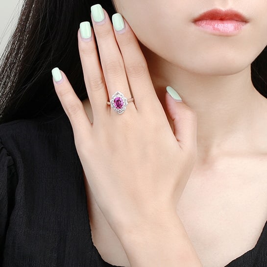 14k Gold 2.51 Ctw Natural Padparadscha Sapphire & Diamond Ring - 5