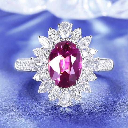14k Gold 2.87 Ctw Natural Sapphire & Diamond Ring: Ref:230978249 // gold content:14k gold // ring size:7. 25us // // main gemstone:sapphire // shape:oval // carat weight:2. 22ct // color:purple // treatment:natural // // adjacent gemstone 2 : diamond