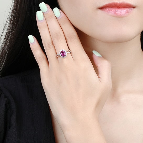 14k Gold 2.39 Ctw Natural Padparadscha Sapphire & Diamond Ring - 5