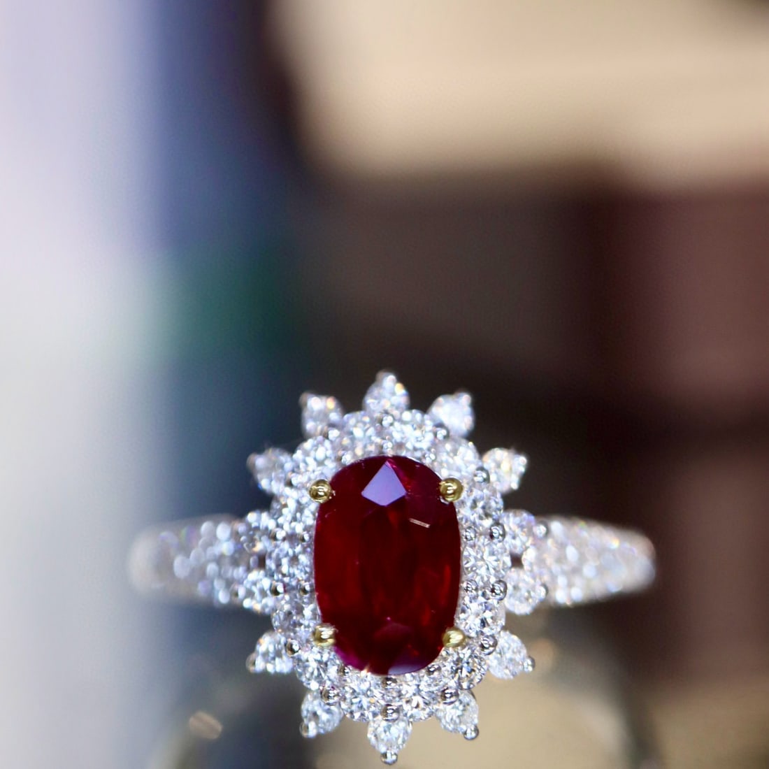 14k Gold 1.33 Ctw Natural Ruby & Diamond Ring: Ref:230978263 // gold content:14k gold // ring size:7. 25us // // main gemstone:ruby // shape:oval // carat weight:0. 94ct // color:red // treatment:natural // // adjacent gemstone 2 : diamond //