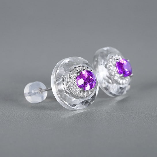 14k Gold 2.10 Ctw Natural Sapphire & Diamond Earrings - 2
