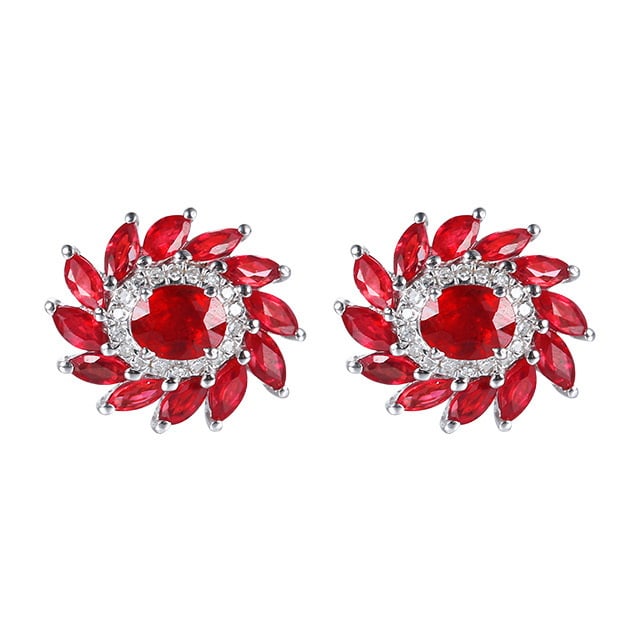 14k Gold 2.05 Ctw Natural Ruby & Diamond Earrings - 5