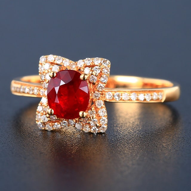 14k Gold 0.96 Ctw Natural Ruby & Diamond Ring - 2