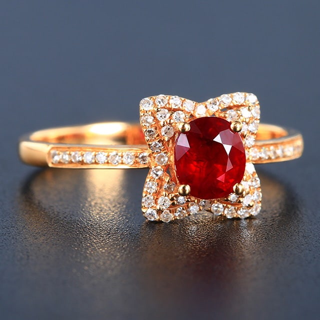 14k Gold 0.96 Ctw Natural Ruby & Diamond Ring - 3