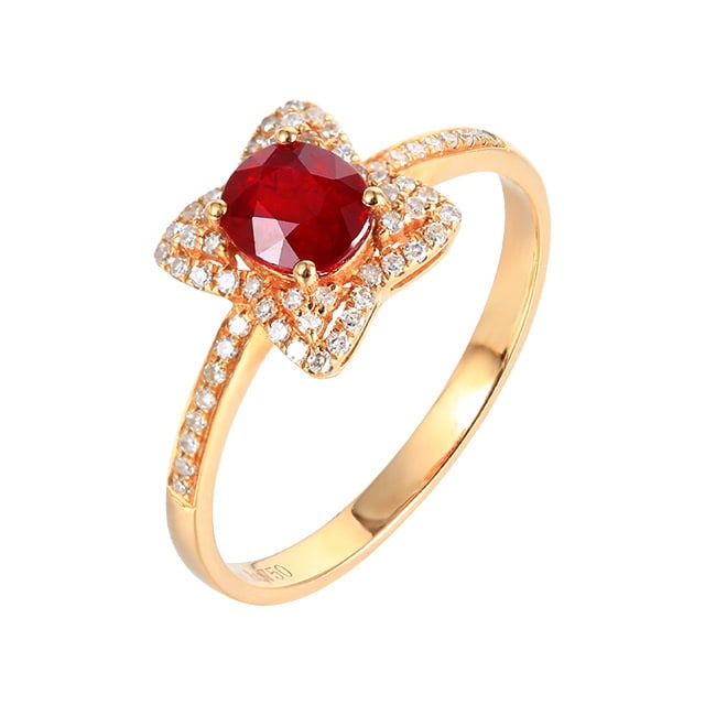14k Gold 0.96 Ctw Natural Ruby & Diamond Ring - 5