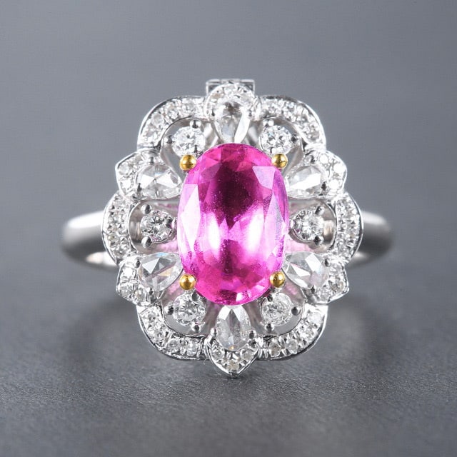 14k Gold 2.71 Ctw Natural Sapphire & Diamond Ring/pendant( Without Chain ): Ref:230978274 // gold content:14k gold // ring size:7. 25us // // main gemstone:sapphire // shape:oval // carat weight:2. 15ct // color:pink // treatment:natural // // adjacent gemstone 2 : diamond //