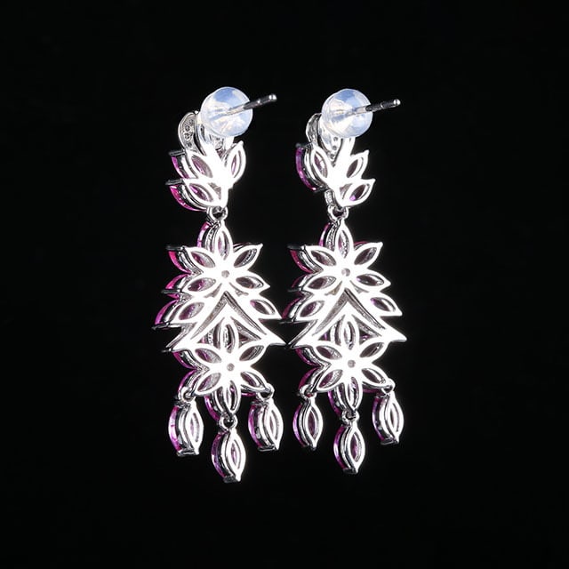 14k Gold 7.83 Ctw Natural Sapphire & Diamond Earrings - 4