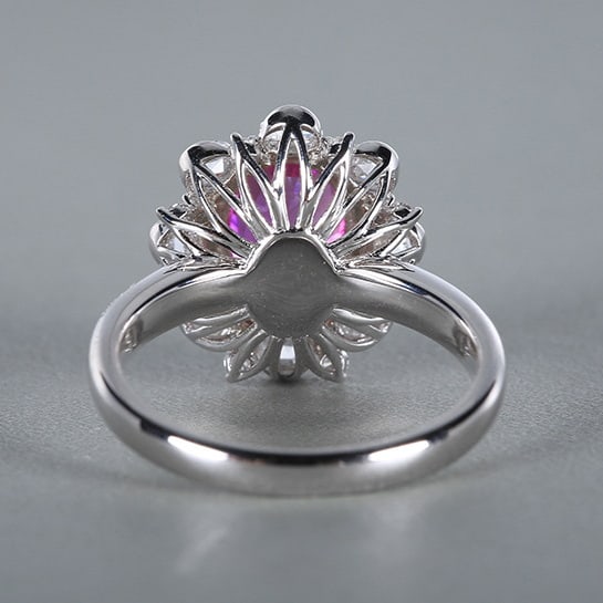 14k Gold 2.98 Ctw Natural Padparadscha Sapphire & Diamond Ring - 4