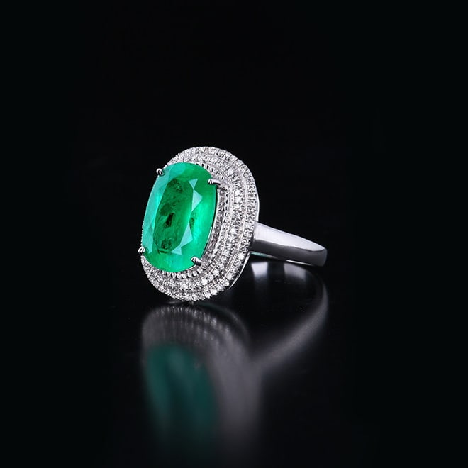 14k Gold 3.22 Ctw Natural Emerald & Diamond Ring - 3