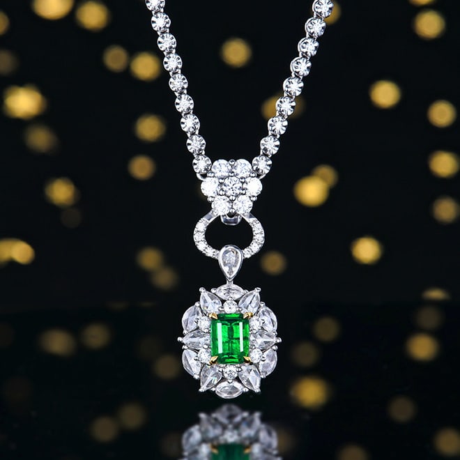 14k Gold 1.87 Ctw Vivid Green Natural Emerald & Diamond Ring/pendant( Without Chain ): Ref:230978281 // gold content:14k gold // ring size:7. 25us // // main gemstone:emerald // shape:octagonal // carat weight:0. 9ct // color:vivid green // treatment:natural // // adjacent gemstone 2 : 