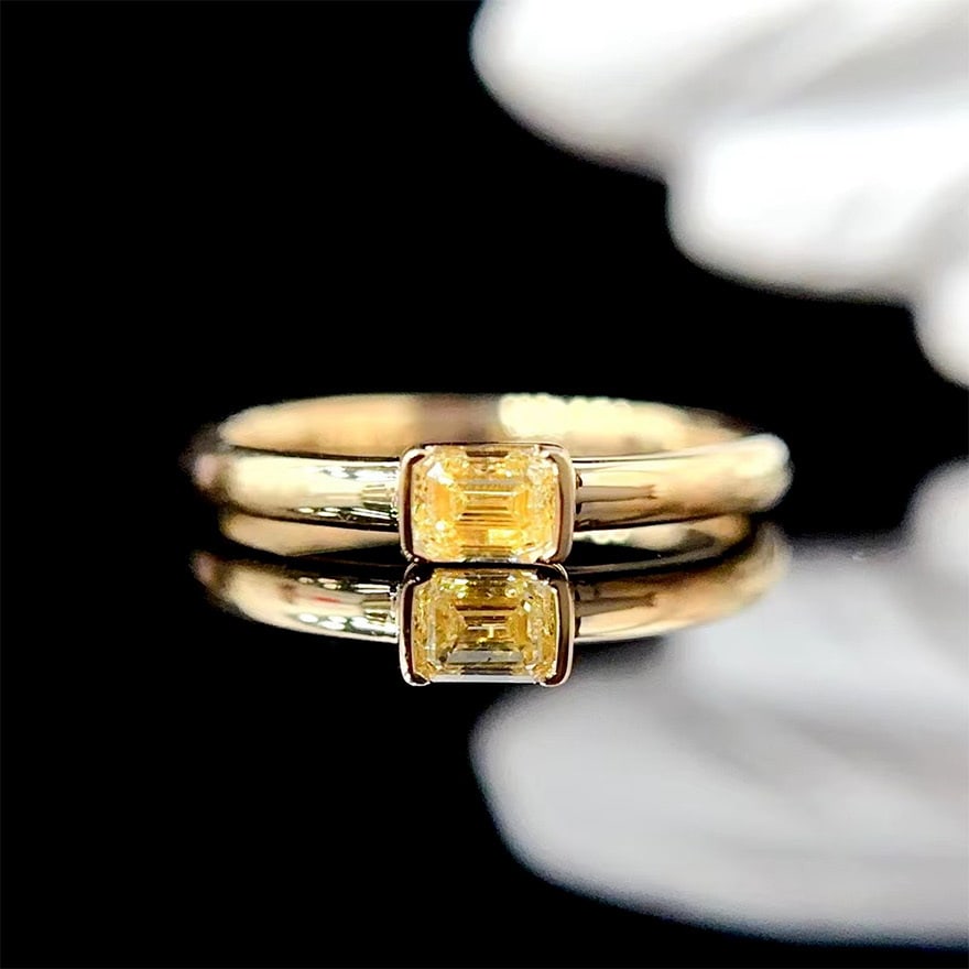 14k Gold 0.3 Ct Natural Yellow Diamond Ring: Ref:230978295 // gold content:14k gold // ring size:7. 25us // // main gemstone:yellow diamond // shape:emerald // carat weight:0. 3ct // color:yellow // treatment:natural //