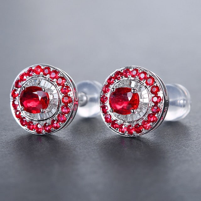 14k Gold 1.09 Ctw Natural Ruby & Diamond Earrings (1 of 5)