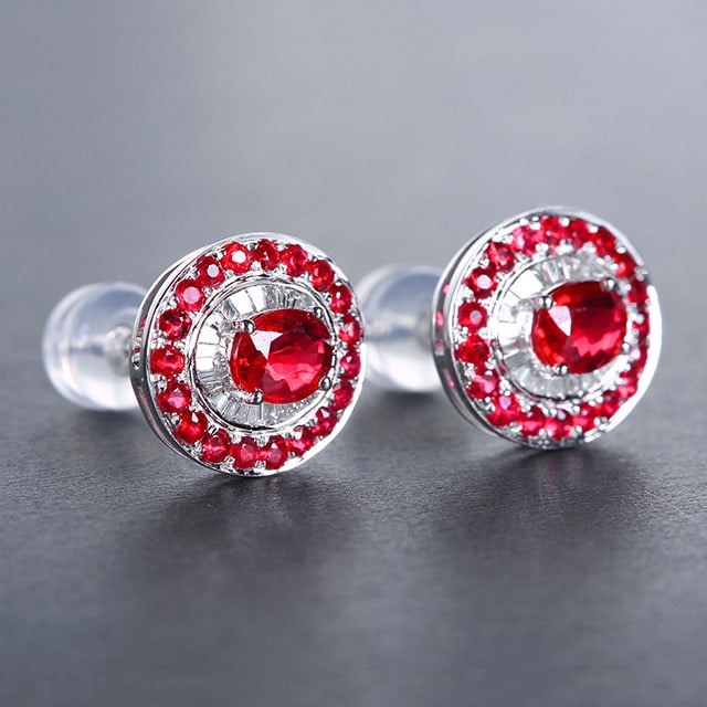 14k Gold 1.09 Ctw Natural Ruby & Diamond Earrings - 2