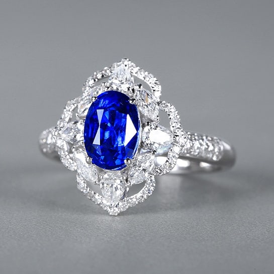 14k Gold 2.84 Ctw Natural Sapphire & Diamond Ring - 2
