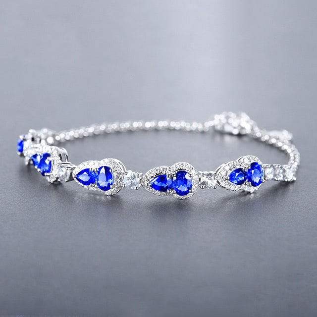 14k Gold 3.47 Ctw Natural Sapphire & Diamond Bracelet: Ref:230978306 // gold content:14k gold // main gemstone:sapphire // shape:multiply // carat weight:3. 15ct // color:cornflower blue // treatment:natural // // adjacent gemstone 2 : diamond // number