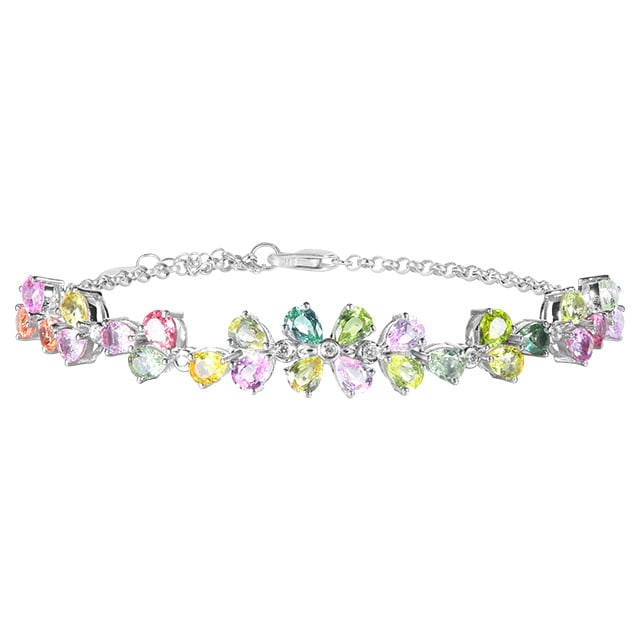 14k Gold 5.34 Ctw Natural Sapphire & Chrysoberyl & Diamond Bracelet - 5