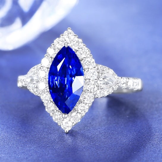 14k Gold 2.45 Ctw Natural Sapphire & Diamond Ring - 2