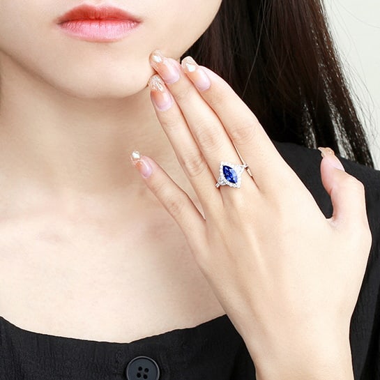 14k Gold 2.45 Ctw Natural Sapphire & Diamond Ring - 5