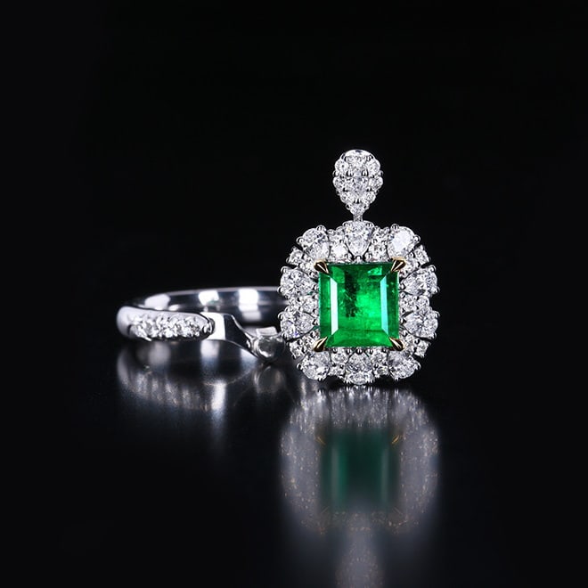 14k Gold 2.71 Ctw Vivid Green Natural Emerald & Diamond Ring/pendant( Without Chain ) - 2