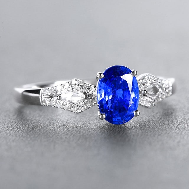 14k Gold 0.97 Ctw Natural Sapphire & Diamond Ring - 2