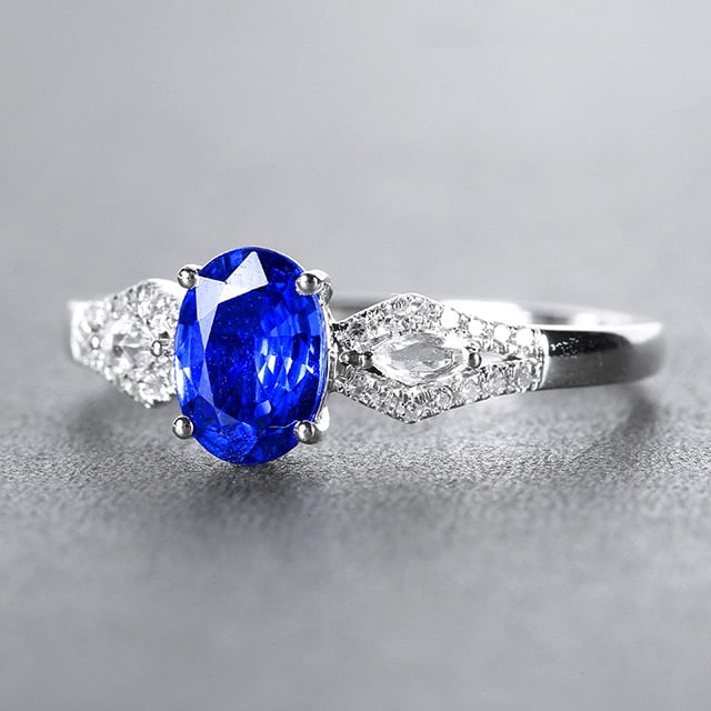 14k Gold 0.97 Ctw Natural Sapphire & Diamond Ring - 3